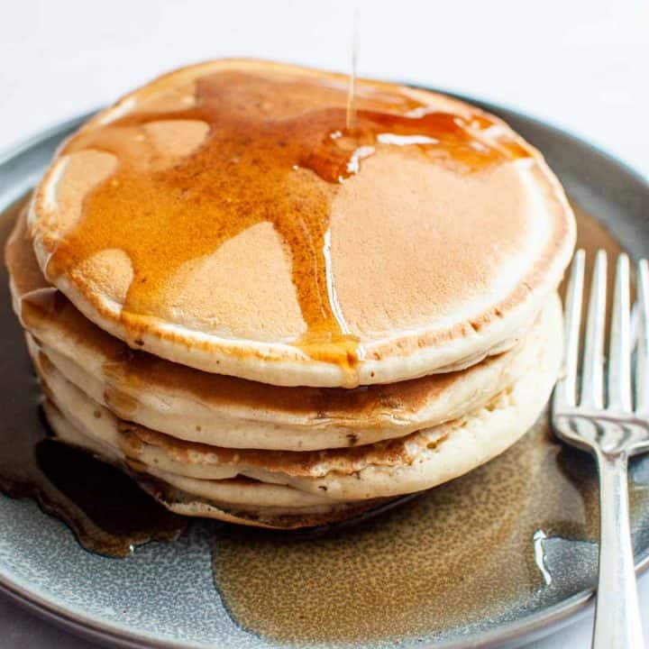 almond milk pancakes with syrup