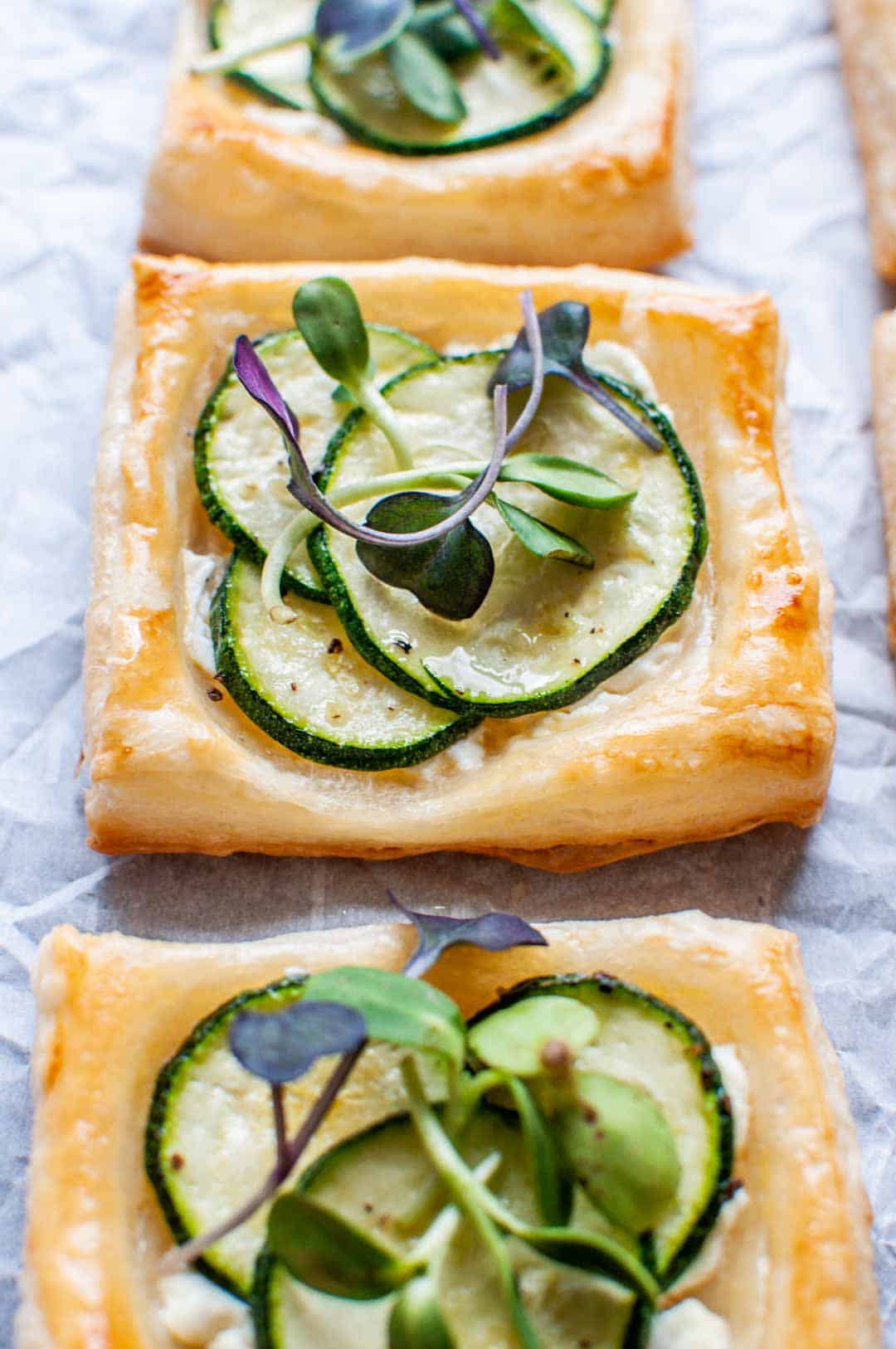 zucchini tartlets closeup