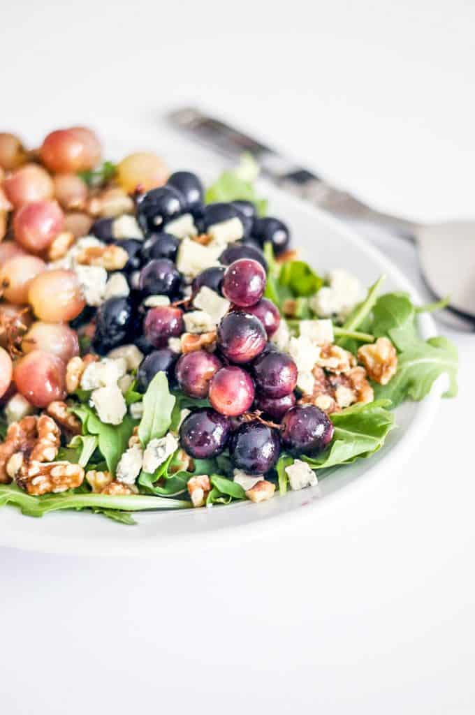 roasted grapes on a salad