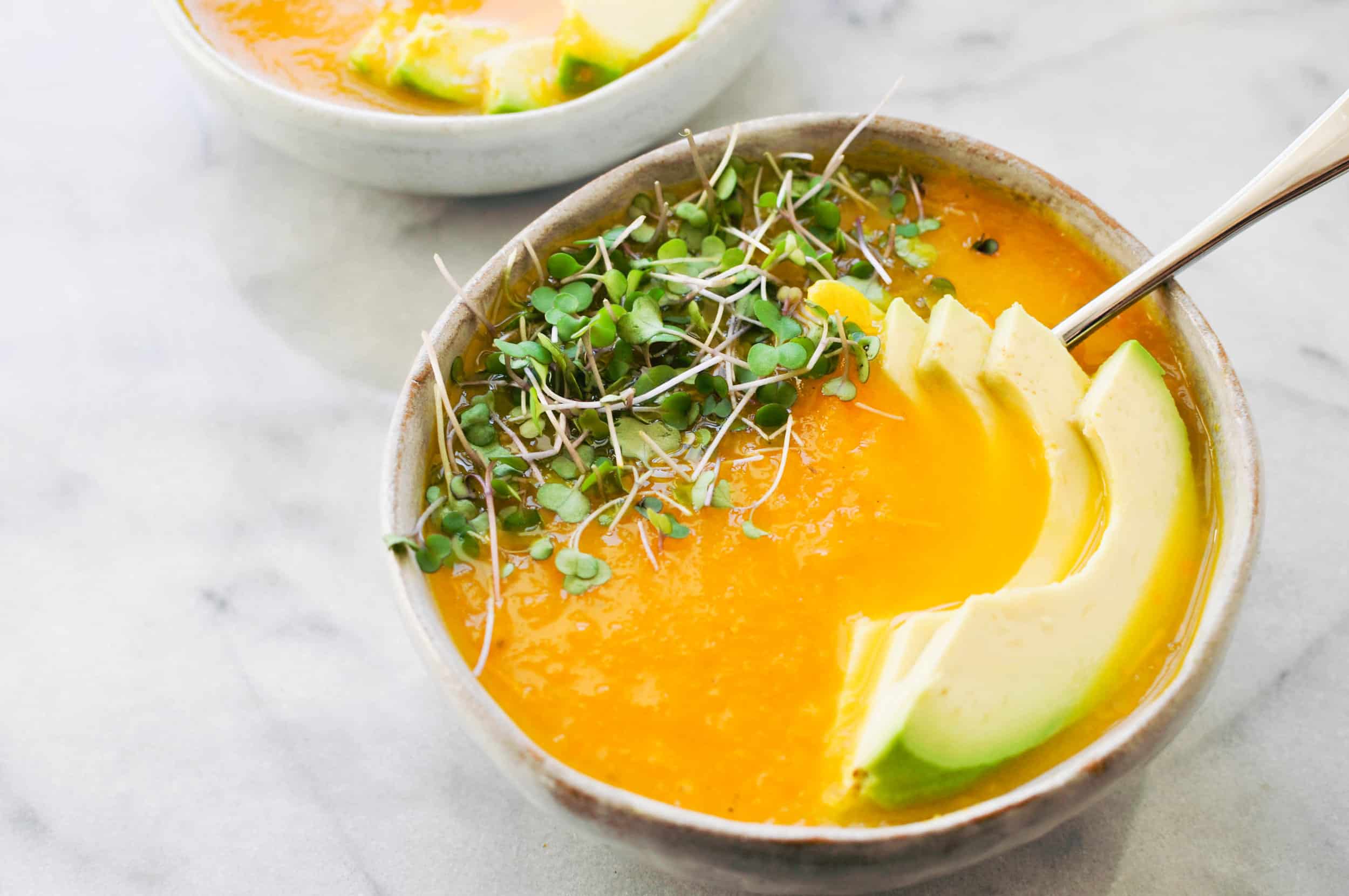 bell pepper soup in a bowl