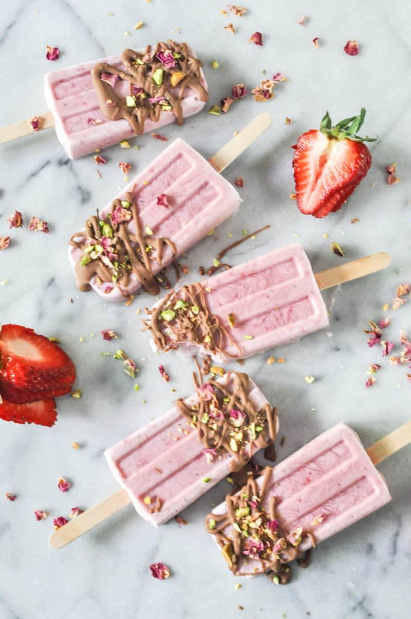 Strawberry Rose Coconut Milk Popsicles - This Healthy Table