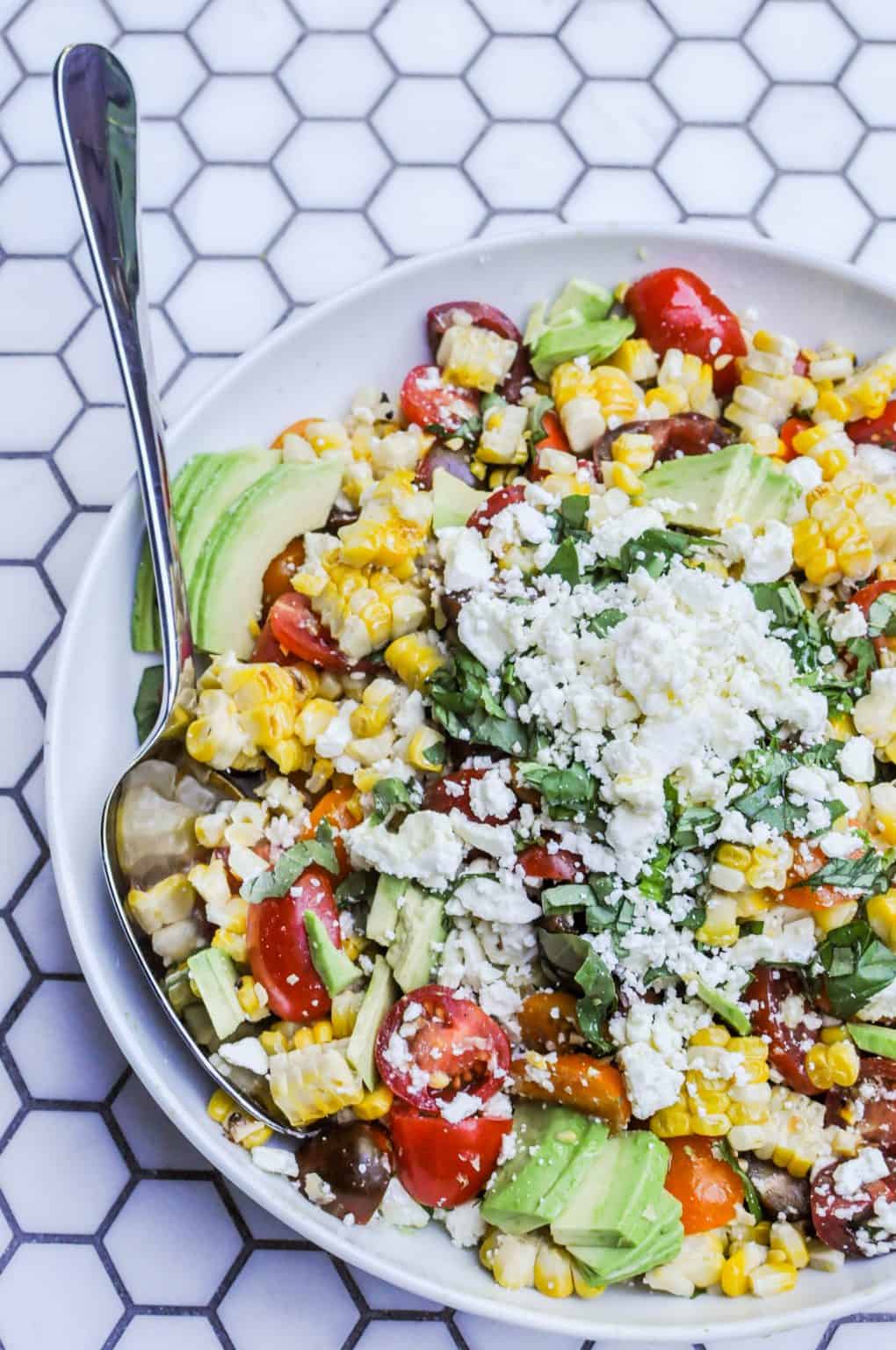 Grilled Corn Salad with Avocado - This Healthy Table