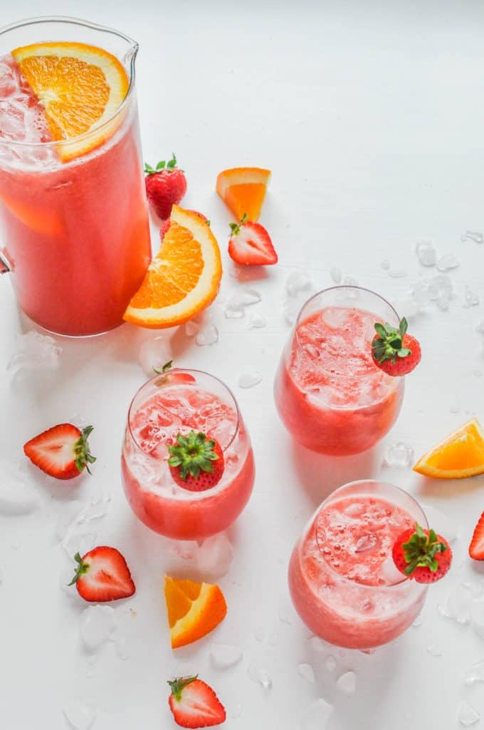 watermelon strawberry sangria in glasses