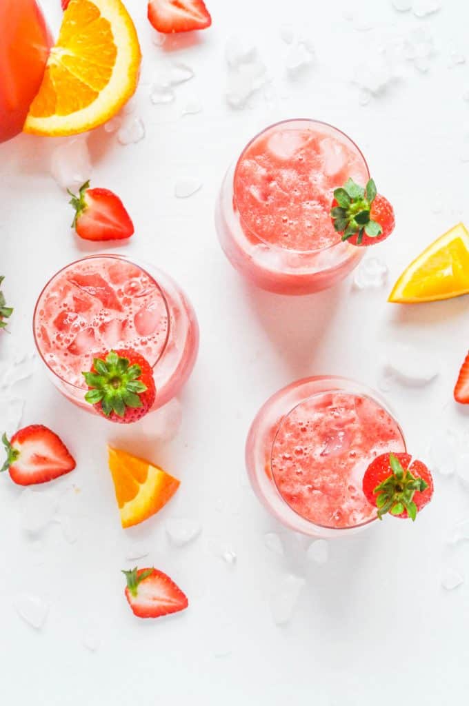 overhead shot of watermelon strawberry sangria