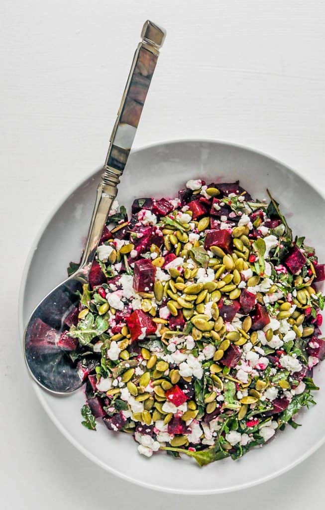 roasted beets salad in a bowl