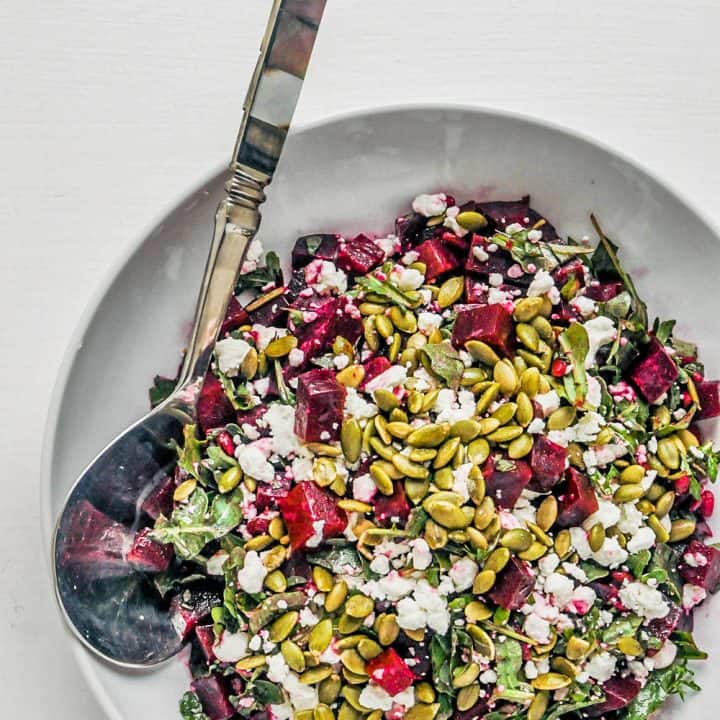 roasted beets salad in a bowl