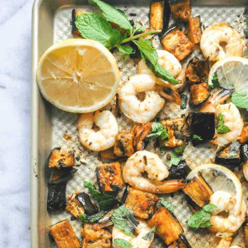 Roasted Eggplant and Shrimp with Harissa This Healthy Table