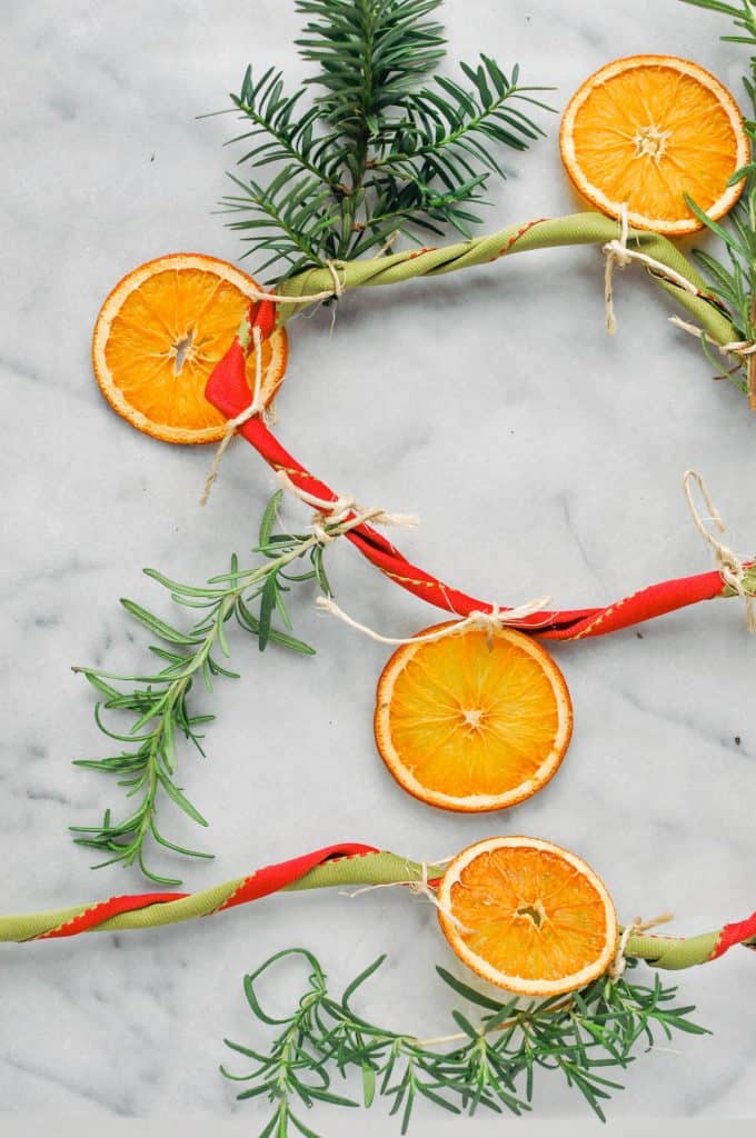 citrus, rosemary, evergreen garland