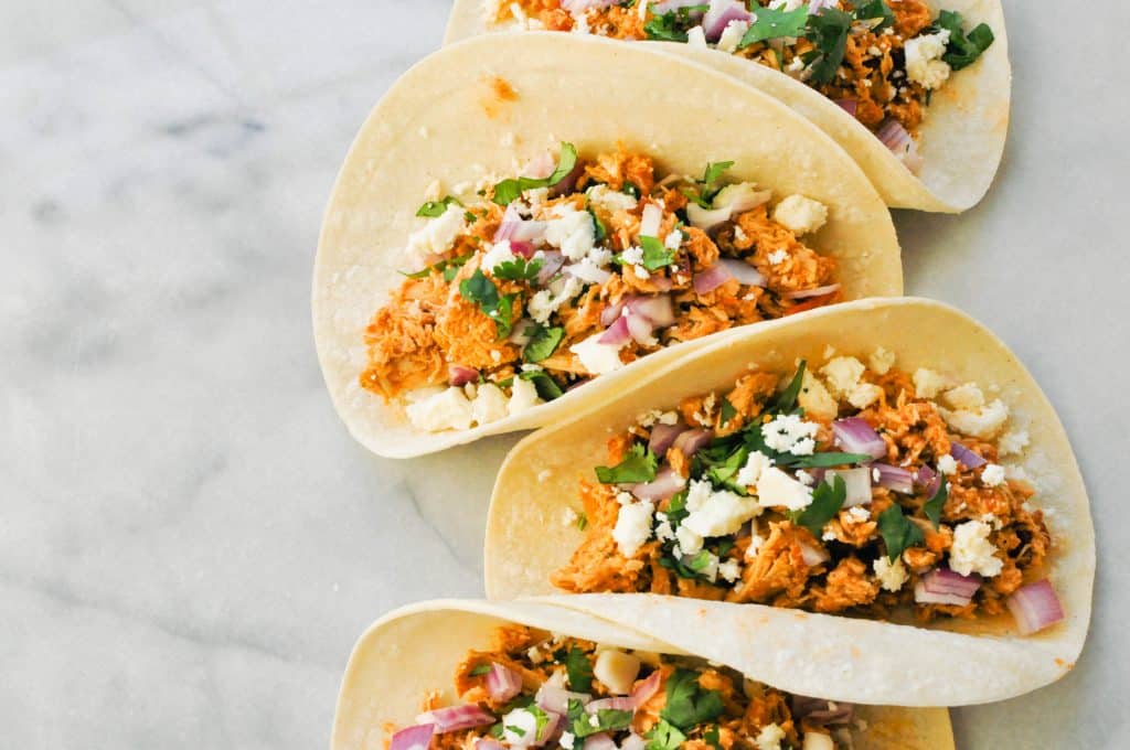 overhead shot of turkey tacos