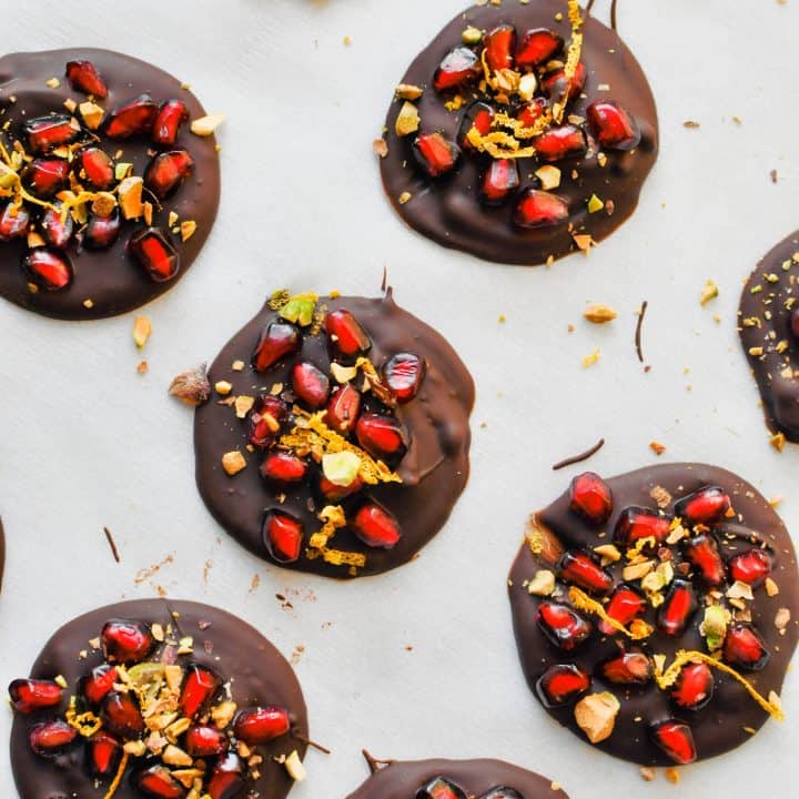 dark chocolate treats on a parchment paper