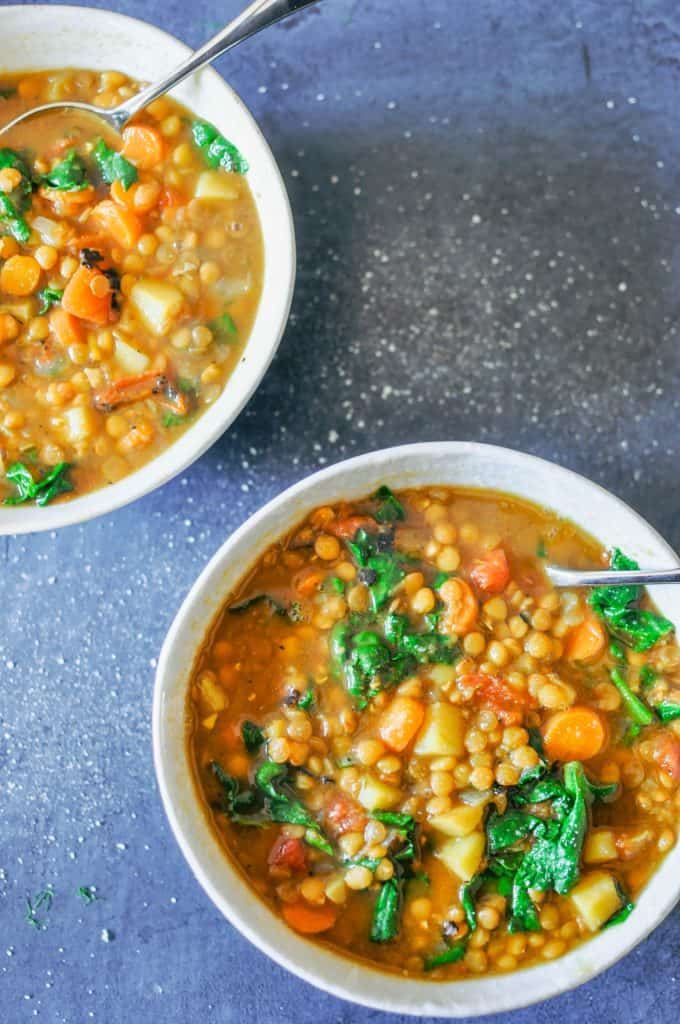 bowls of lentil soup