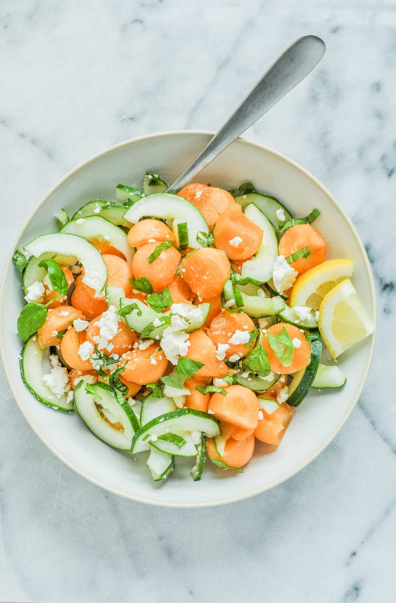 Cantaloupe Cucumber Salad Recipe - This Healthy Table
