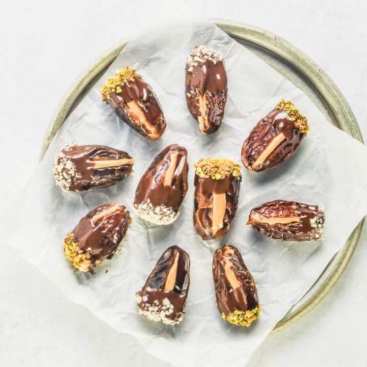 Peanut Butter Stuffed Chocolate Covered Dates