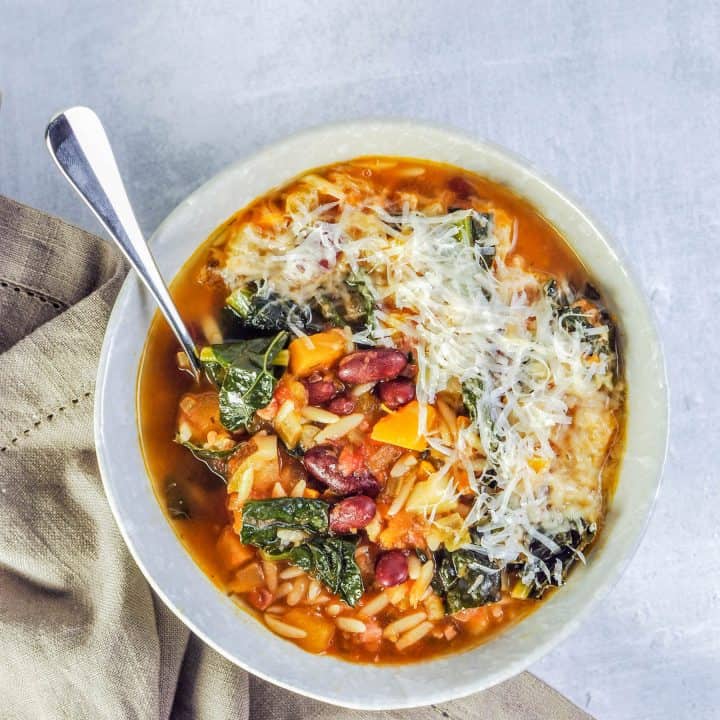 pumpkin minestrone in a bowl