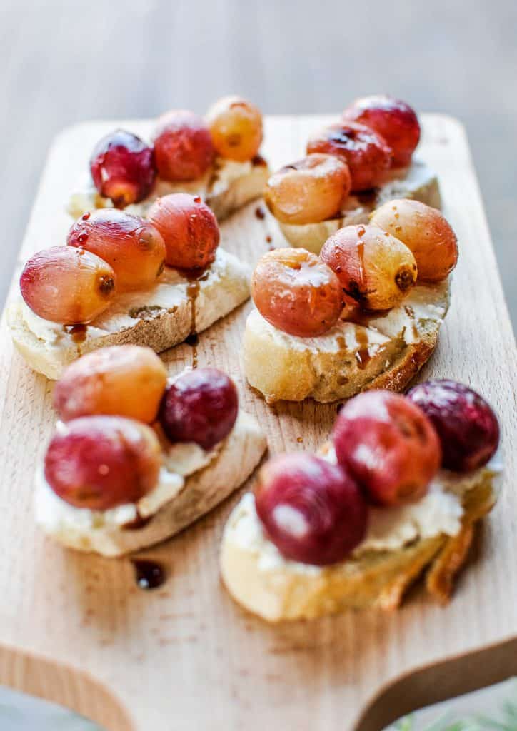 roasted grapes on crostinis