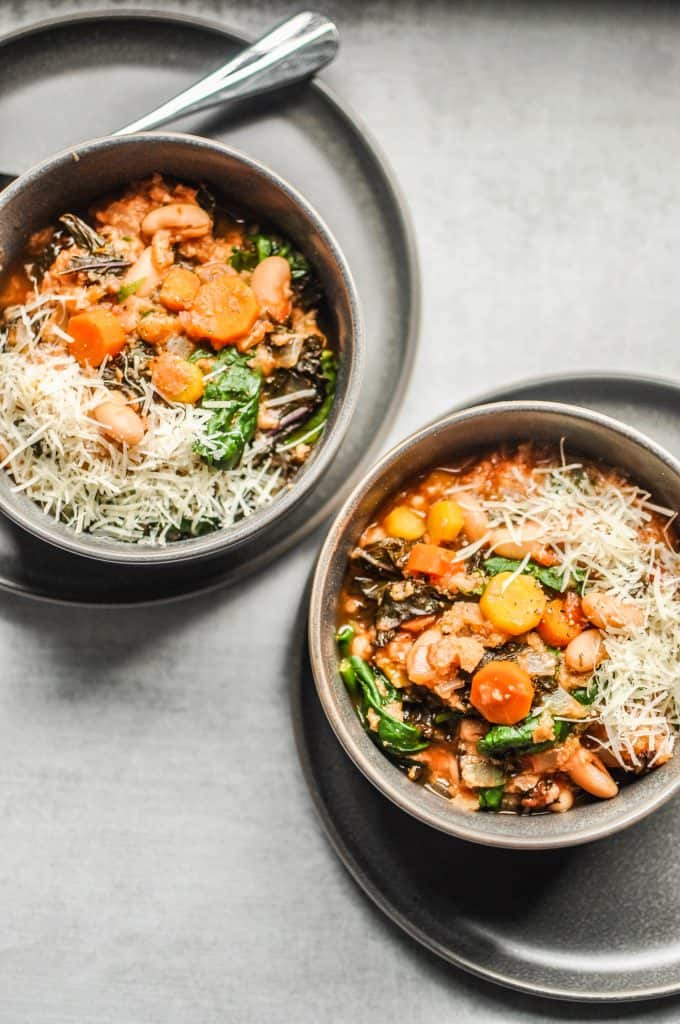 two bowls of ribollita soup