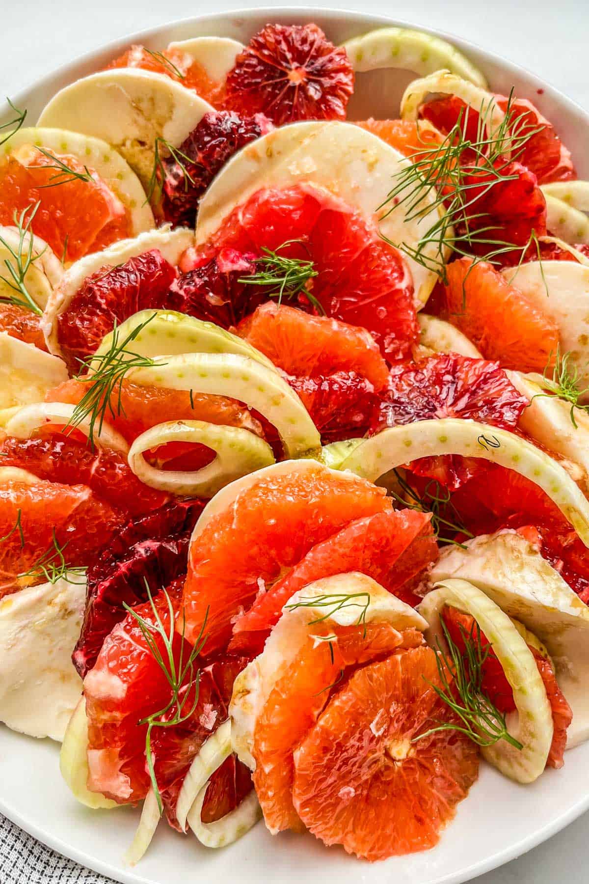 A winter orange and fennel salad in a bowl.