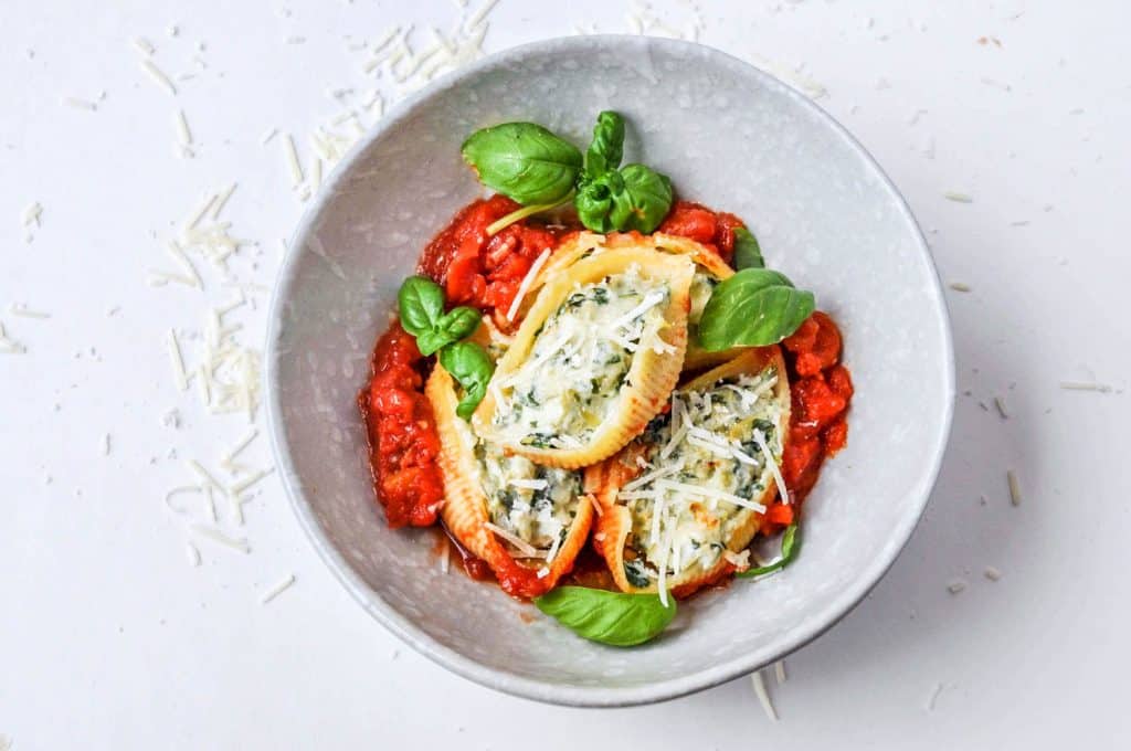 stuffed shells in a bowl