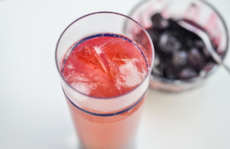 closeup of whiskey sour in a glass