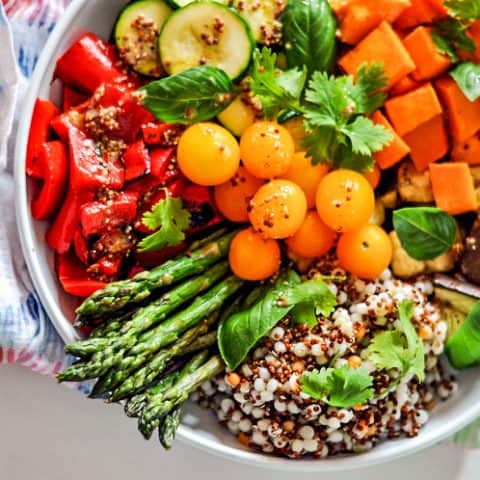 veggies and quinoa in a bowl