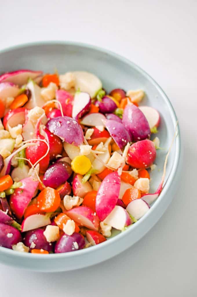 radish and carrot salad in a bowl