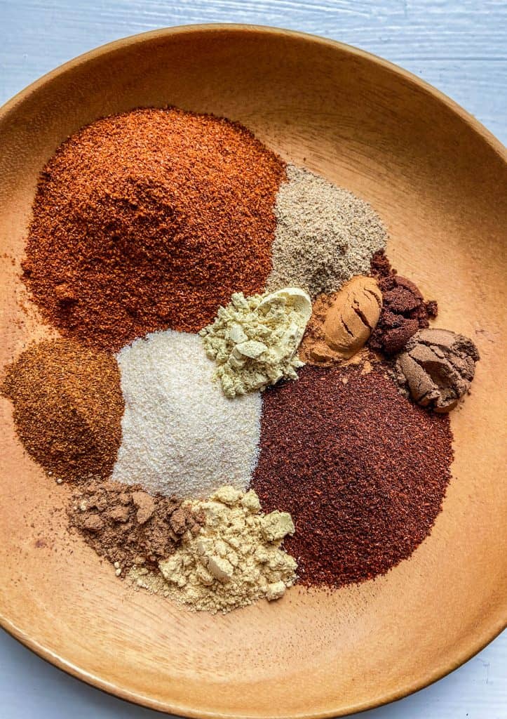 plate with a blend of spices for berbere