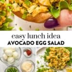 Avocado egg salad recipe pin graphic.