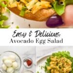 Avocado egg salad recipe pin graphic.