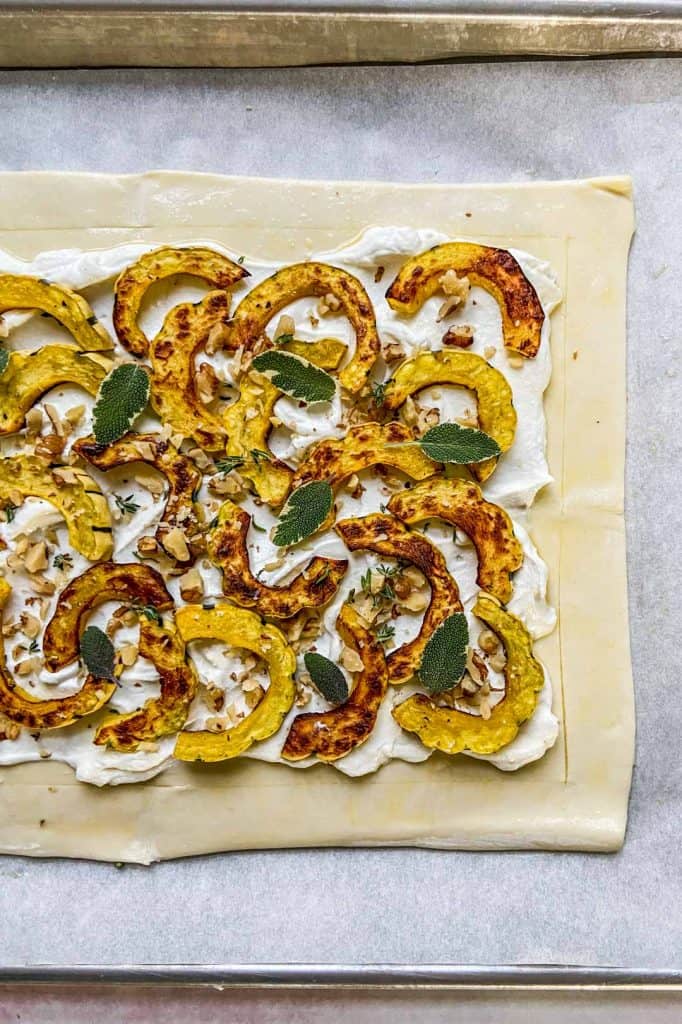 delicata squash tart before it goes in the oven.