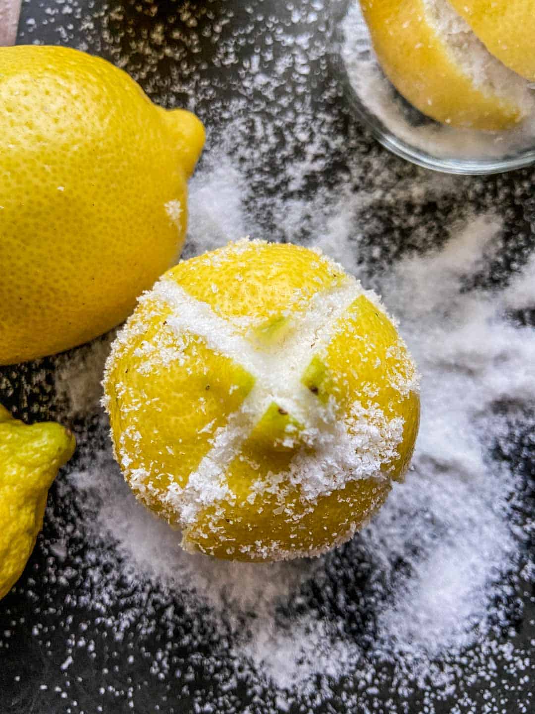 A lemon packed with salt.