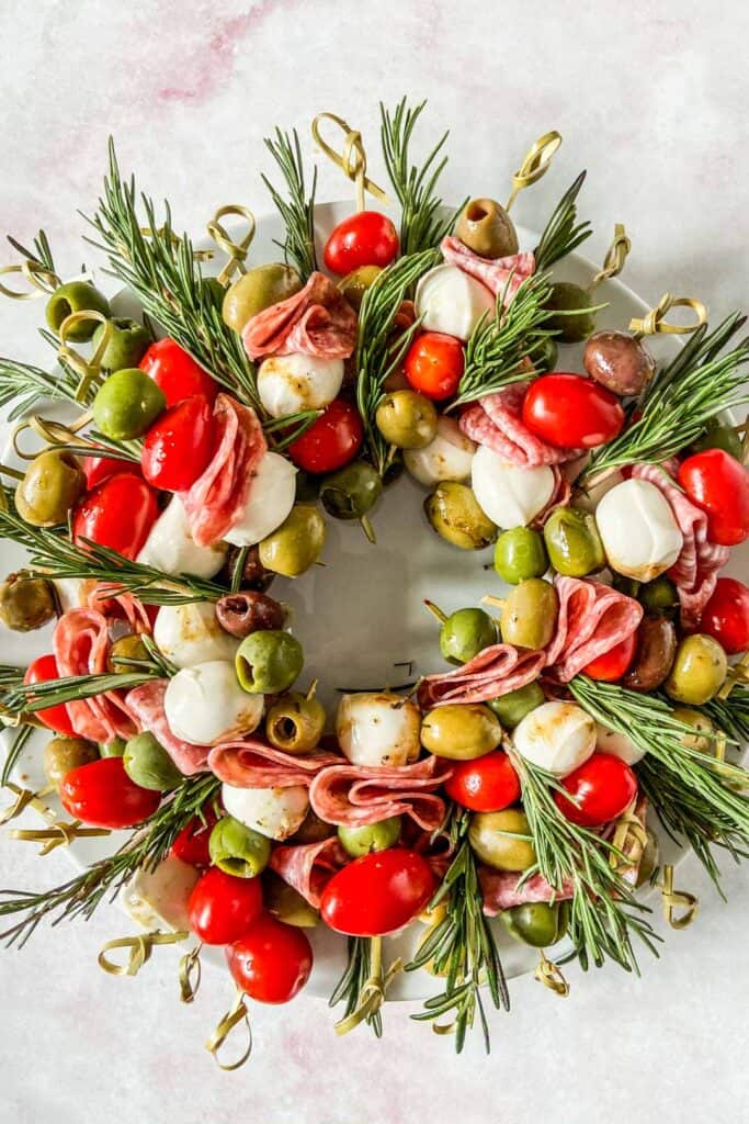 antipasto wreath closeup shot