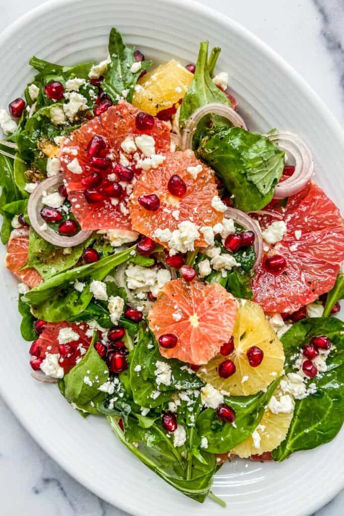 winter citrus salad on a serving plate