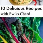 Swiss chard recipes pin graphic.