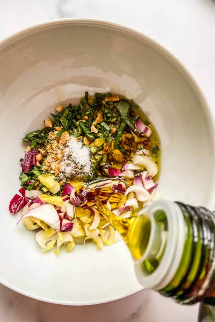 endive salad dressing in a mixing bowl