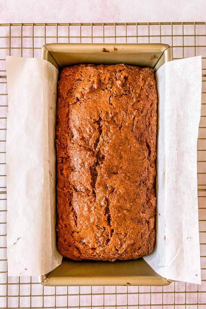 persimmon bread in a pan