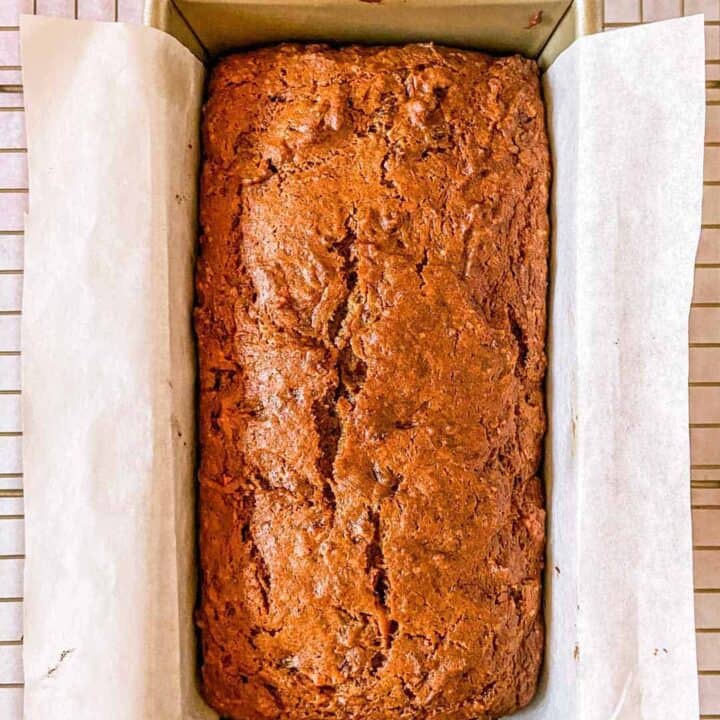 persimmon bread in a pan