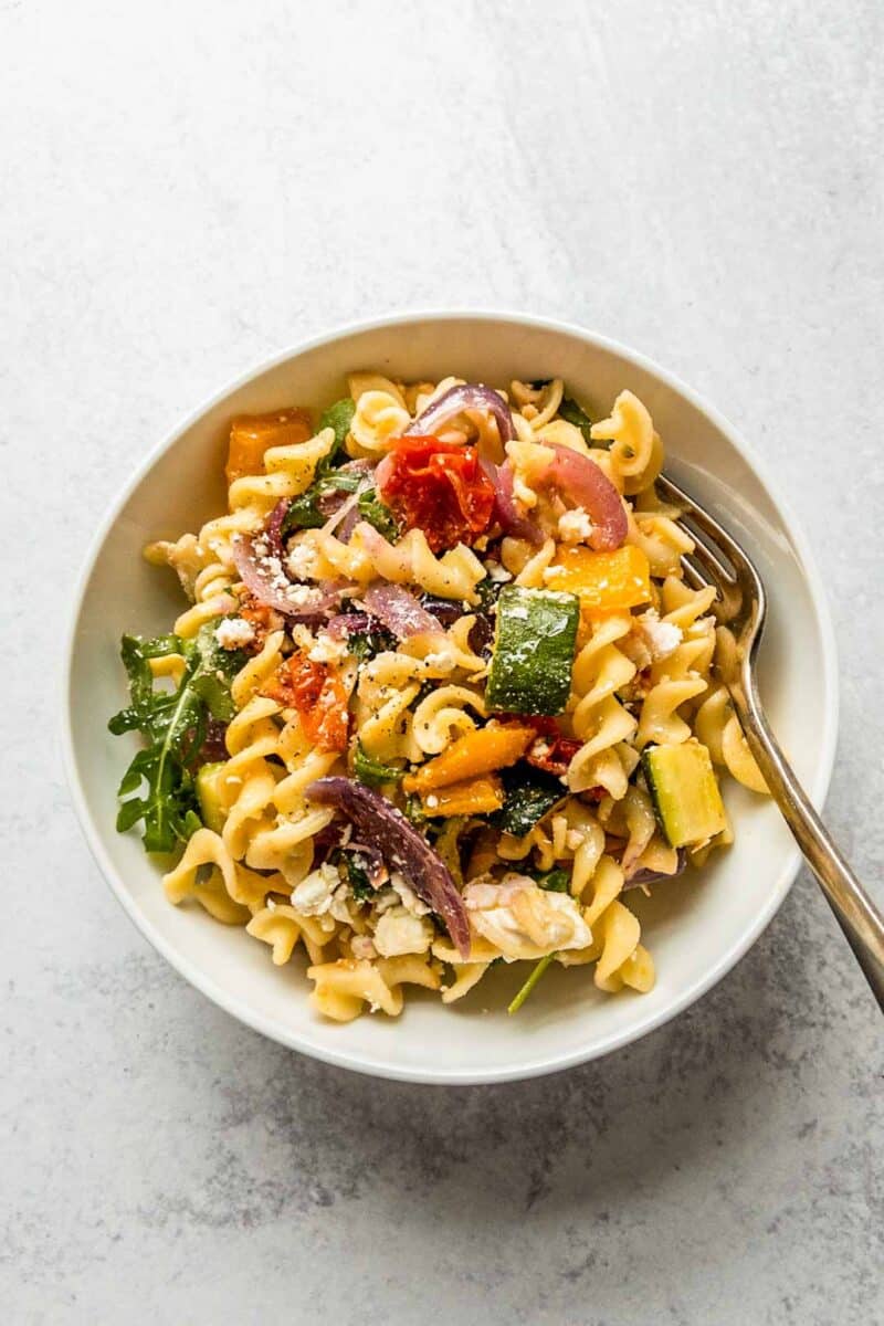 Roasted Veggie Pasta with Feta This Healthy Table