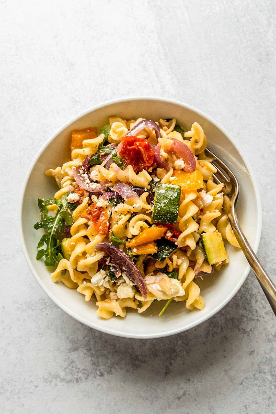 Roasted Veggie Pasta with Feta This Healthy Table
