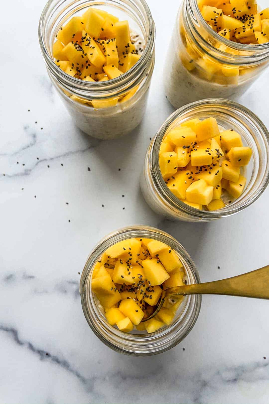 mango lassi overnight oats in jars