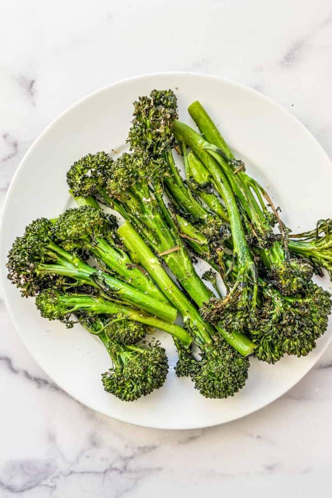 roasted broccolini on a plate