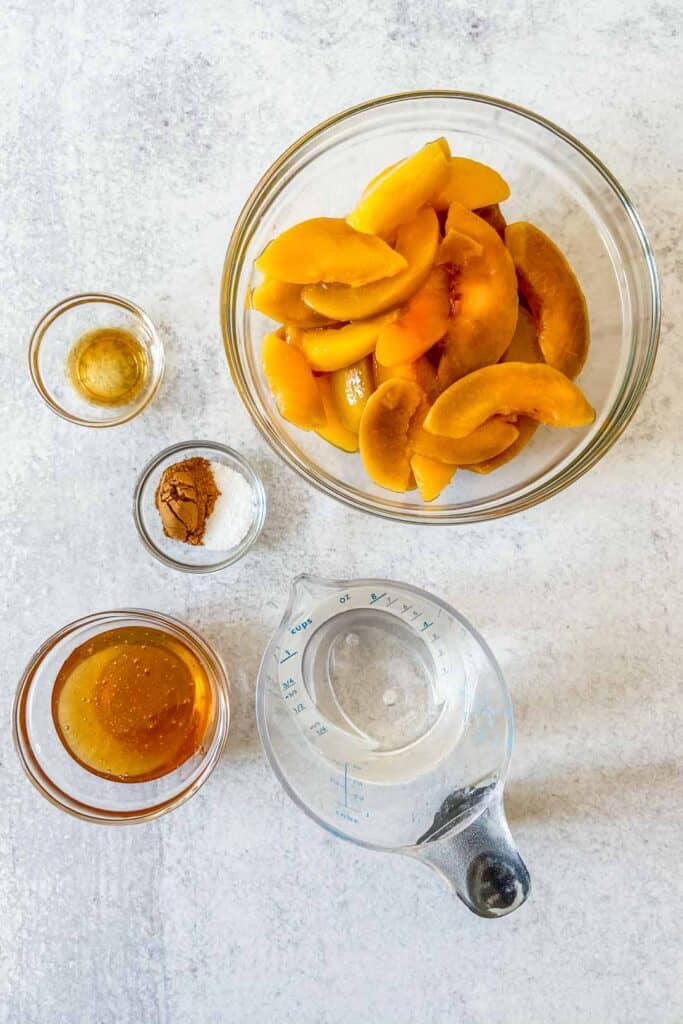 Ingredients for peach compote.