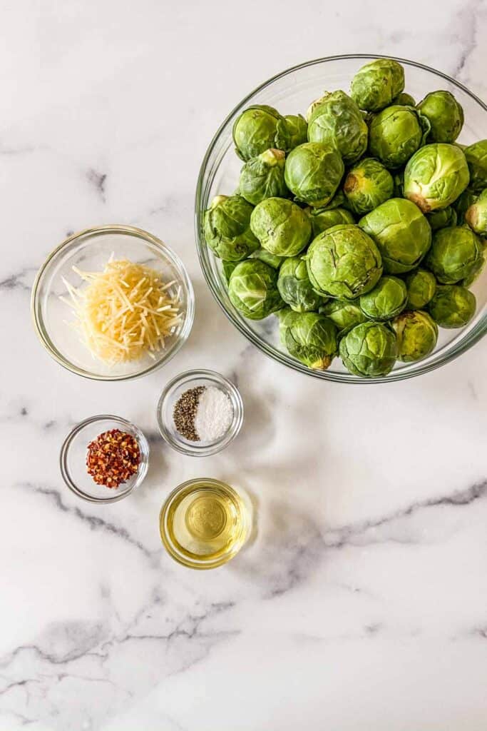 Smashed Brussels sprouts ingredients.