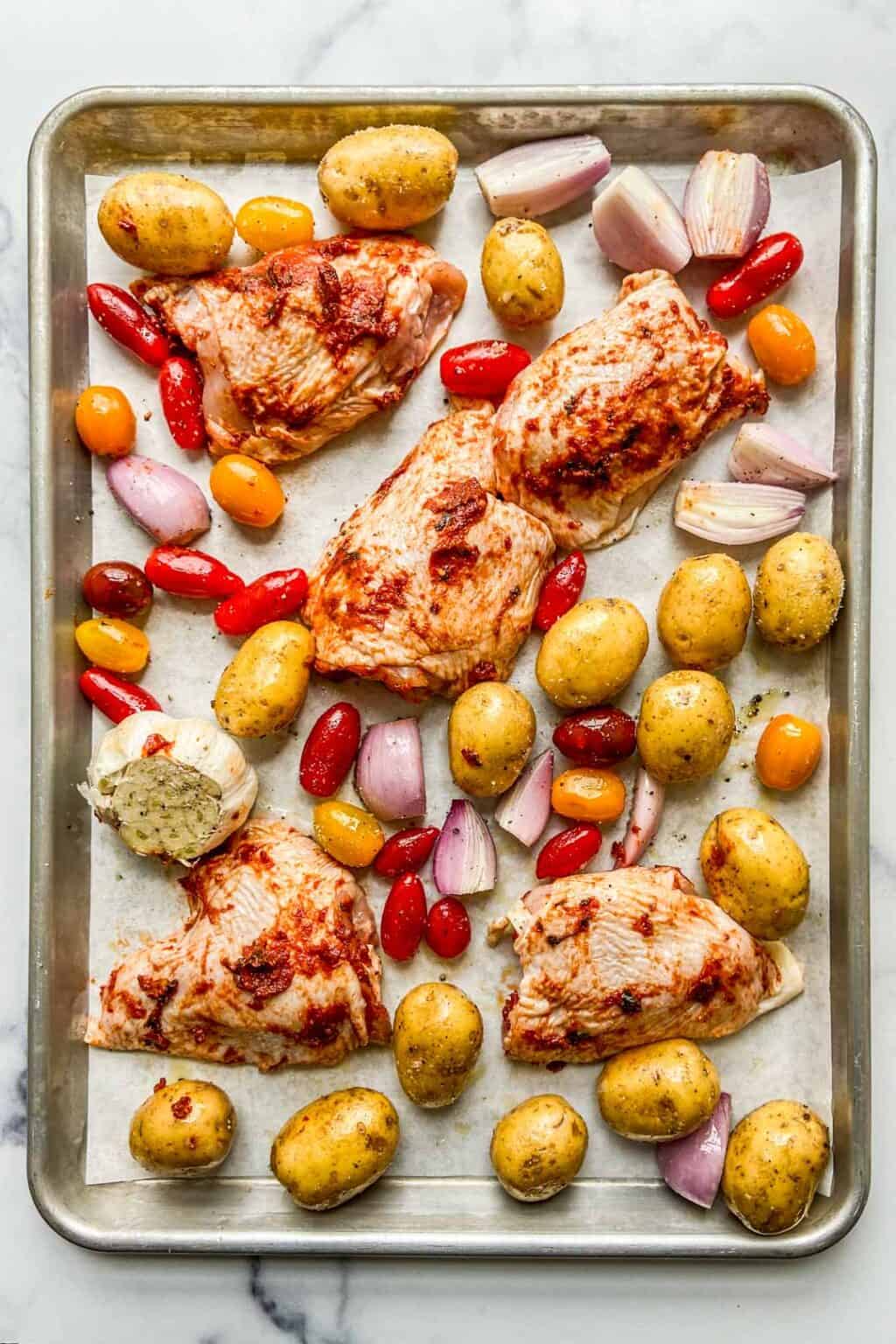 Roasted Harissa Chicken and Potatoes - This Healthy Table
