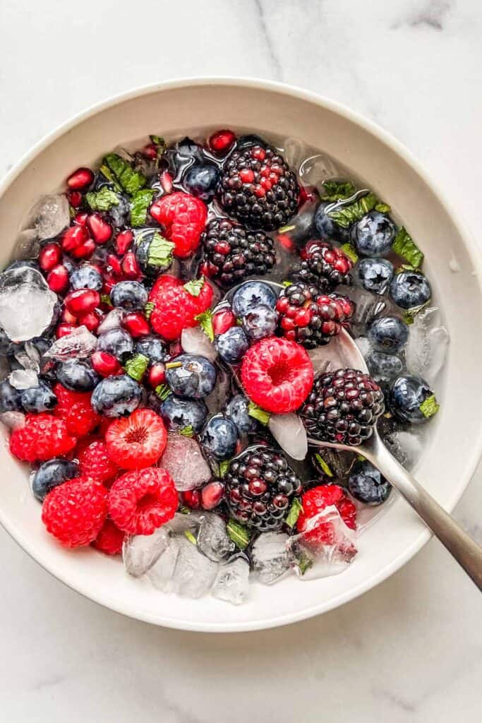 A closeup shot of a bowl of nature's cereal.