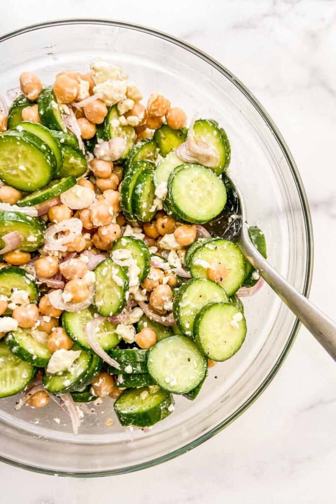 CHICKPEA CUCUMBER FETA SALAD 🥗 by @thenakdlife This salad is the perfect  refreshing and light recipe to enjoy as we finally welcome t