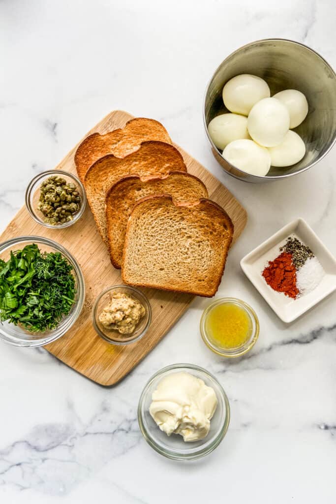 Ingredients for egg salad.