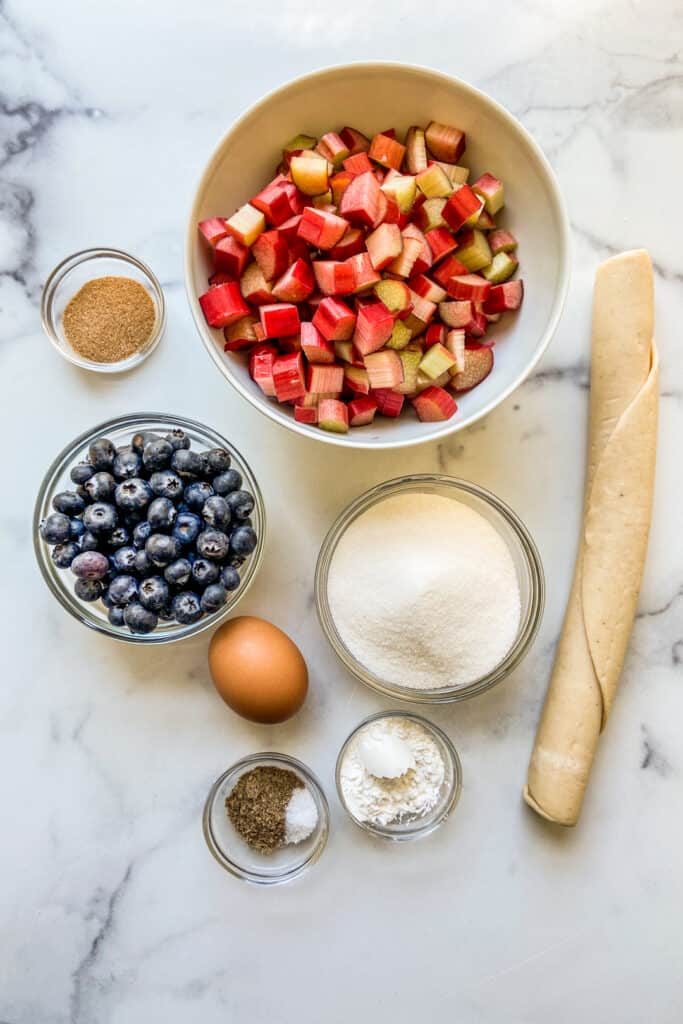 Ingredients for a rhubarb galette.