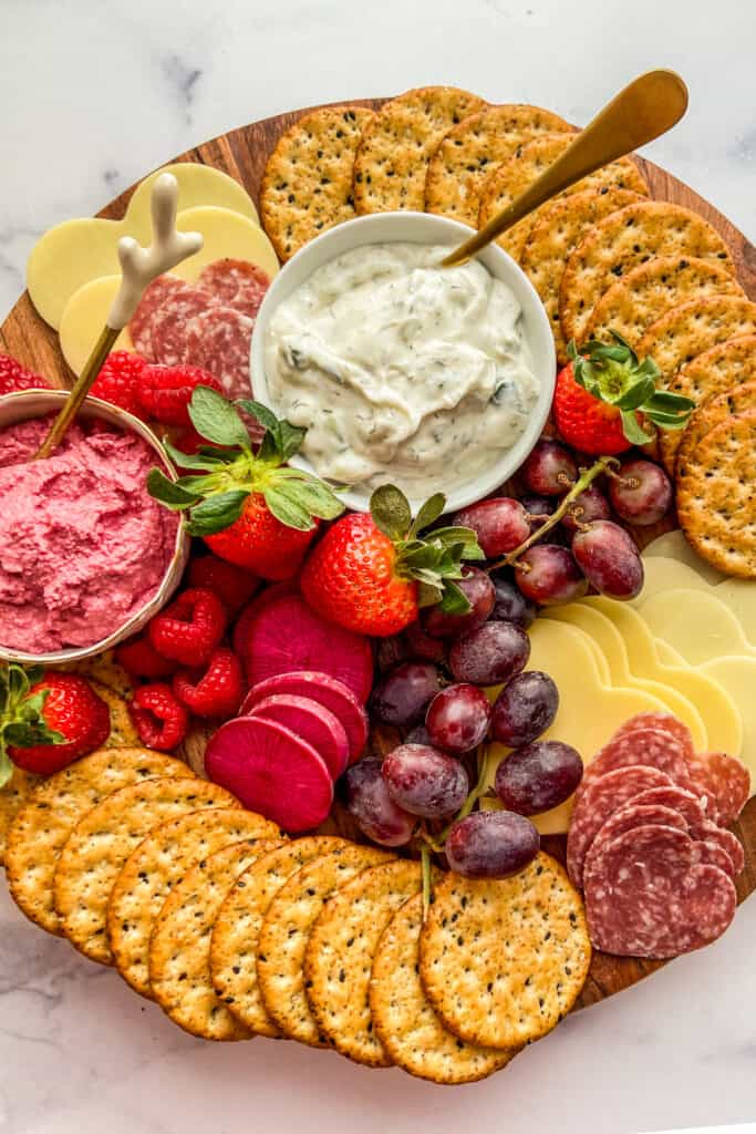 Valentine's Day appetizer board.