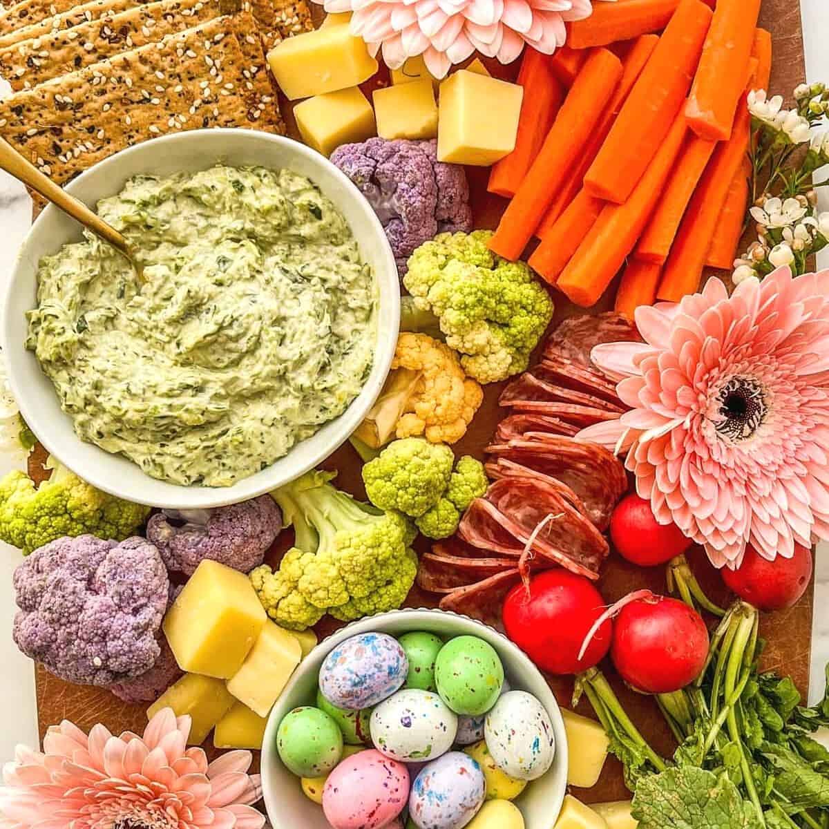 An easter charcuterie platter.