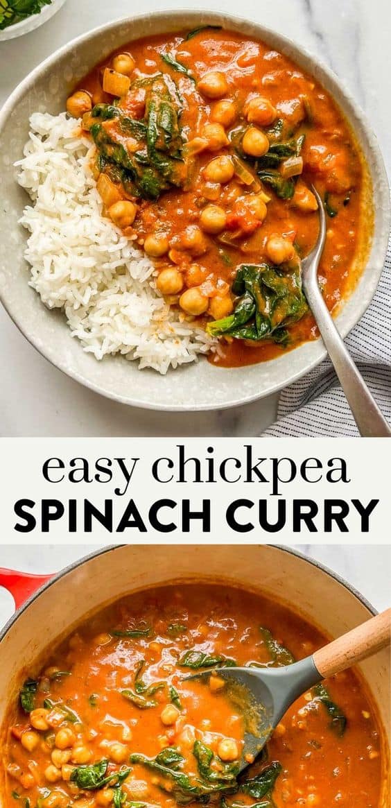 Chickpea Spinach Curry Recipe - This Healthy Table